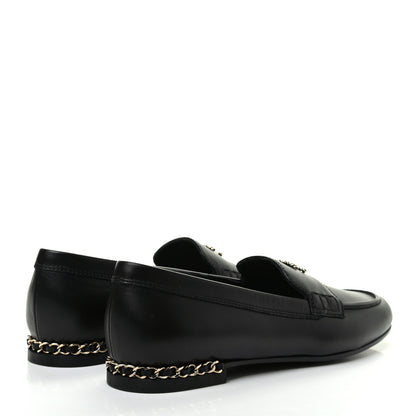 Chanel Calfskin CC Chain Mocassin Loafers 38.5 Black 4 of 9