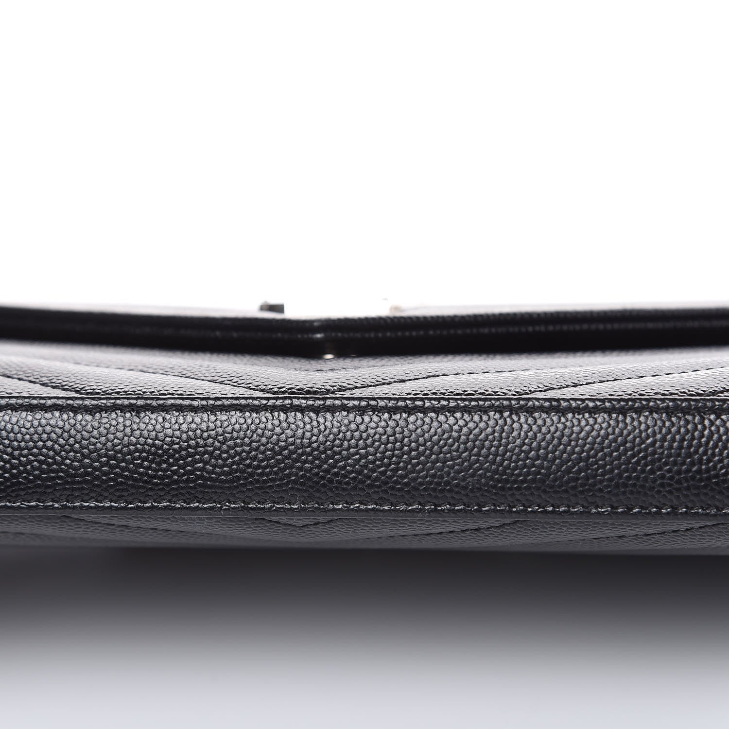 Saint Laurent Grain De Poudre Matelasse Chevron Monogram Chain Wallet Black 10 of 10
