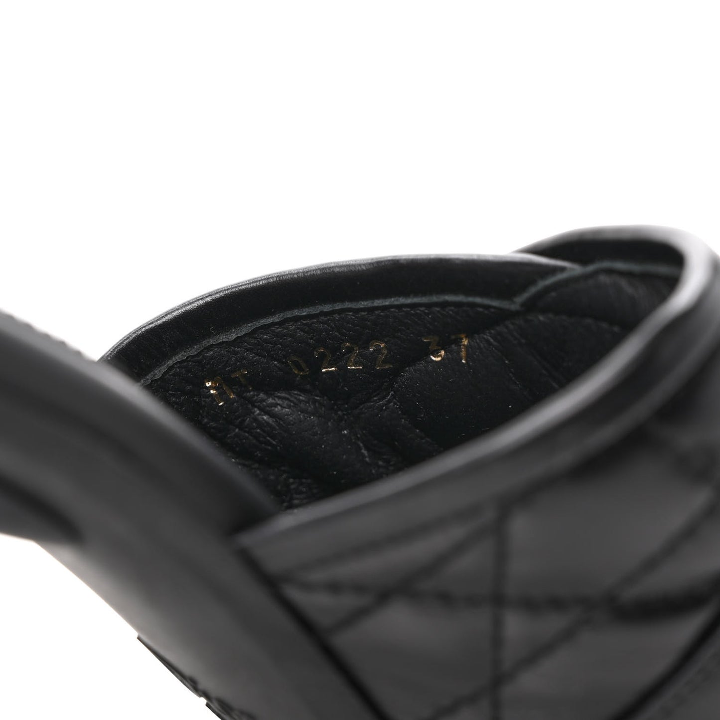 Calfskin Cannage Quilted Dio(r)evolution 80mm Slide Sandals 37 Black