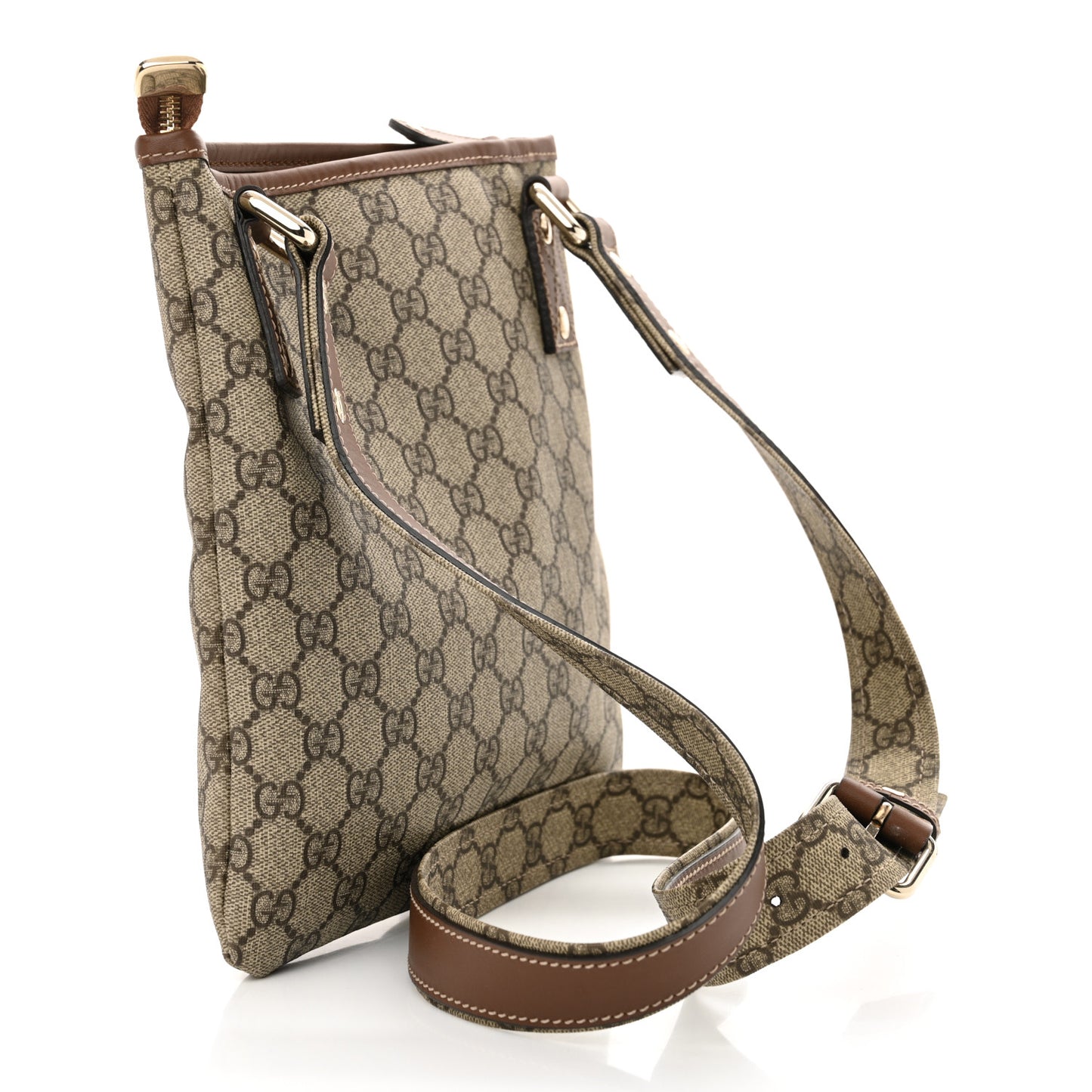 GG Plus Monogram Signature Web Loop Messenger Brown
