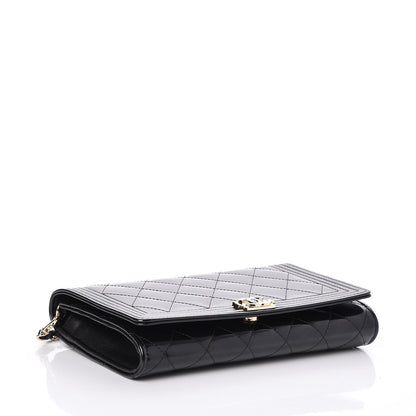 Chanel Patent Calfskin Quilted Boy Wallet on Removable Chain Black 4 of 9