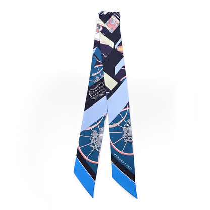 Hermes Silk Springs Springs Twilly Rose Bleu Vert 2 of 3