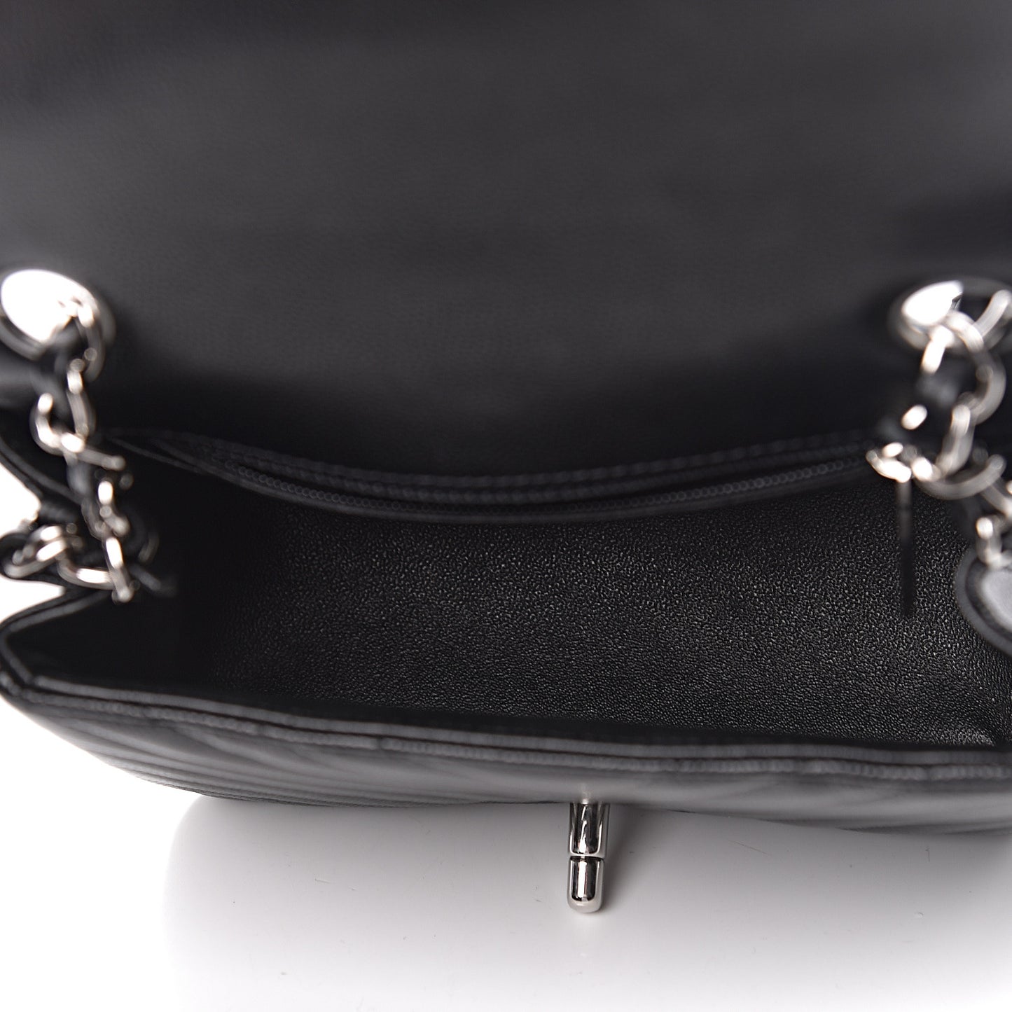 Caviar Chevron Quilted Mini Square Flap Black