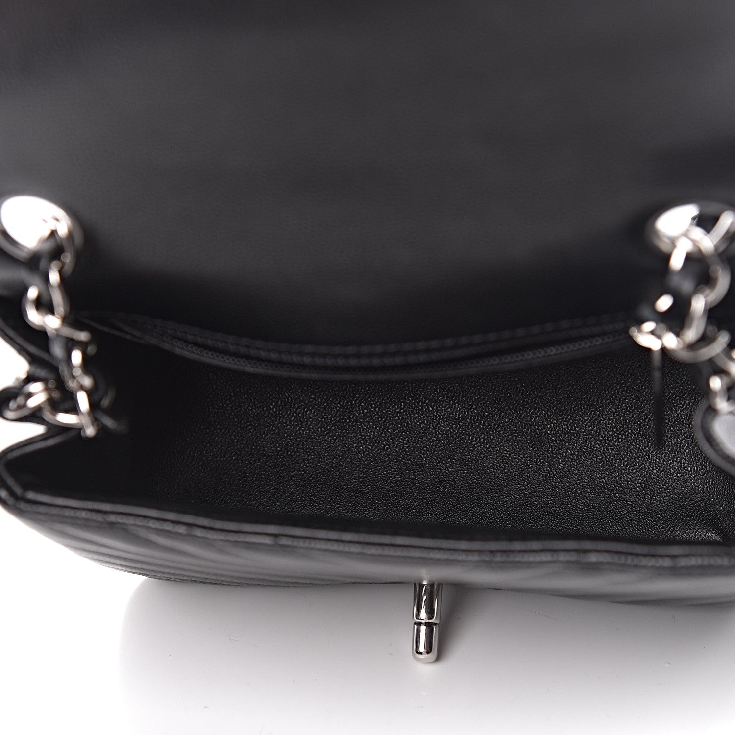 Chanel Caviar Chevron Quilted Mini Square Flap Black 5 of 10