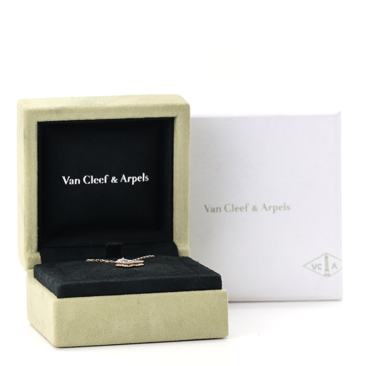 Van Cleef & Arpels 18K Yellow Gold Mother of Pearl Sweet Alhambra Butterfly Pendant Necklace 8 of 8