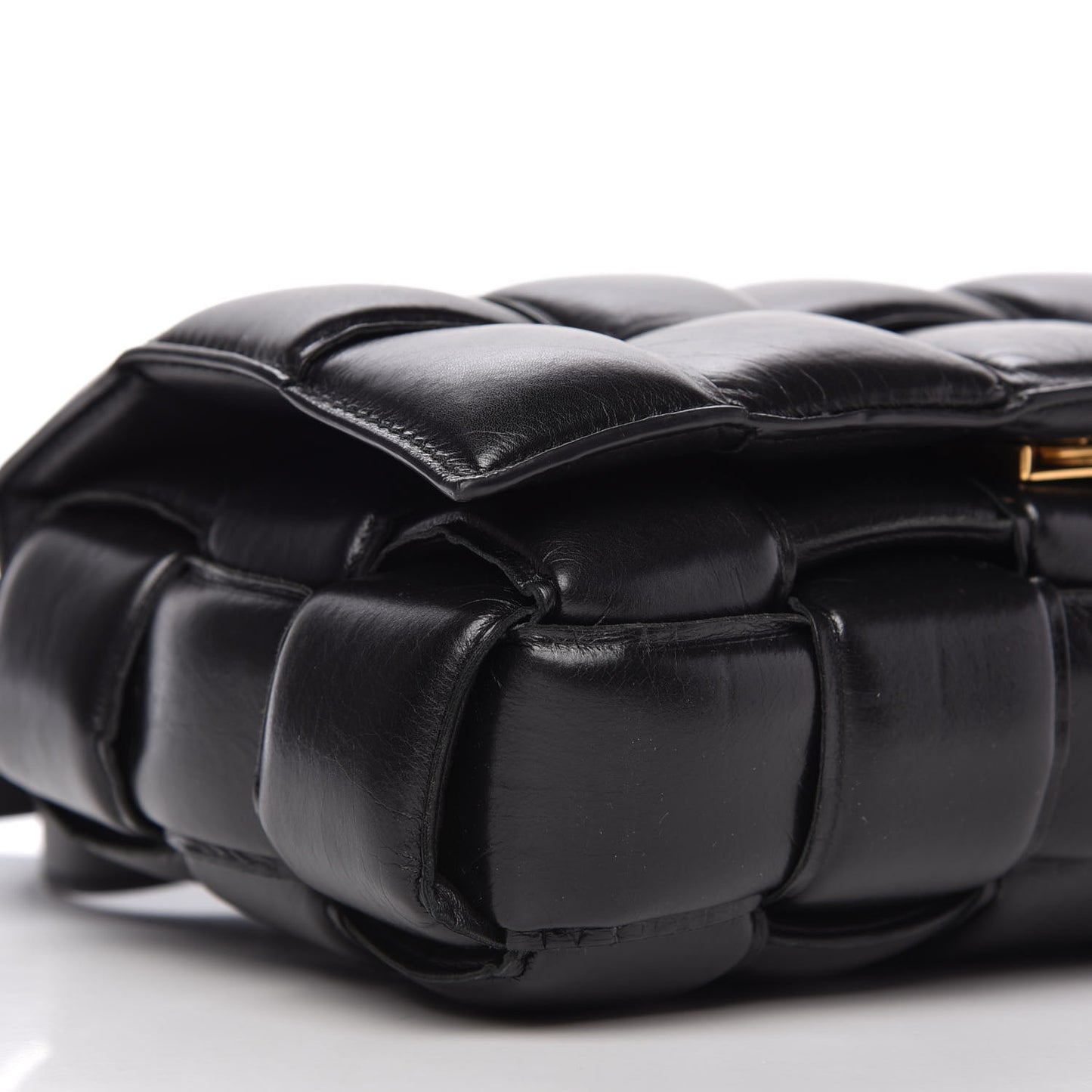 Nappa Maxi Intreccio Padded Cassette Crossbody Bag Black