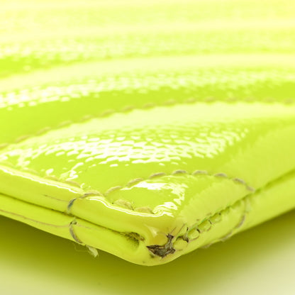 Saint Laurent Patent Grain De Poudre Matelasse Chevron Monogram Bill Pouch Neon Yellow 8 of 9