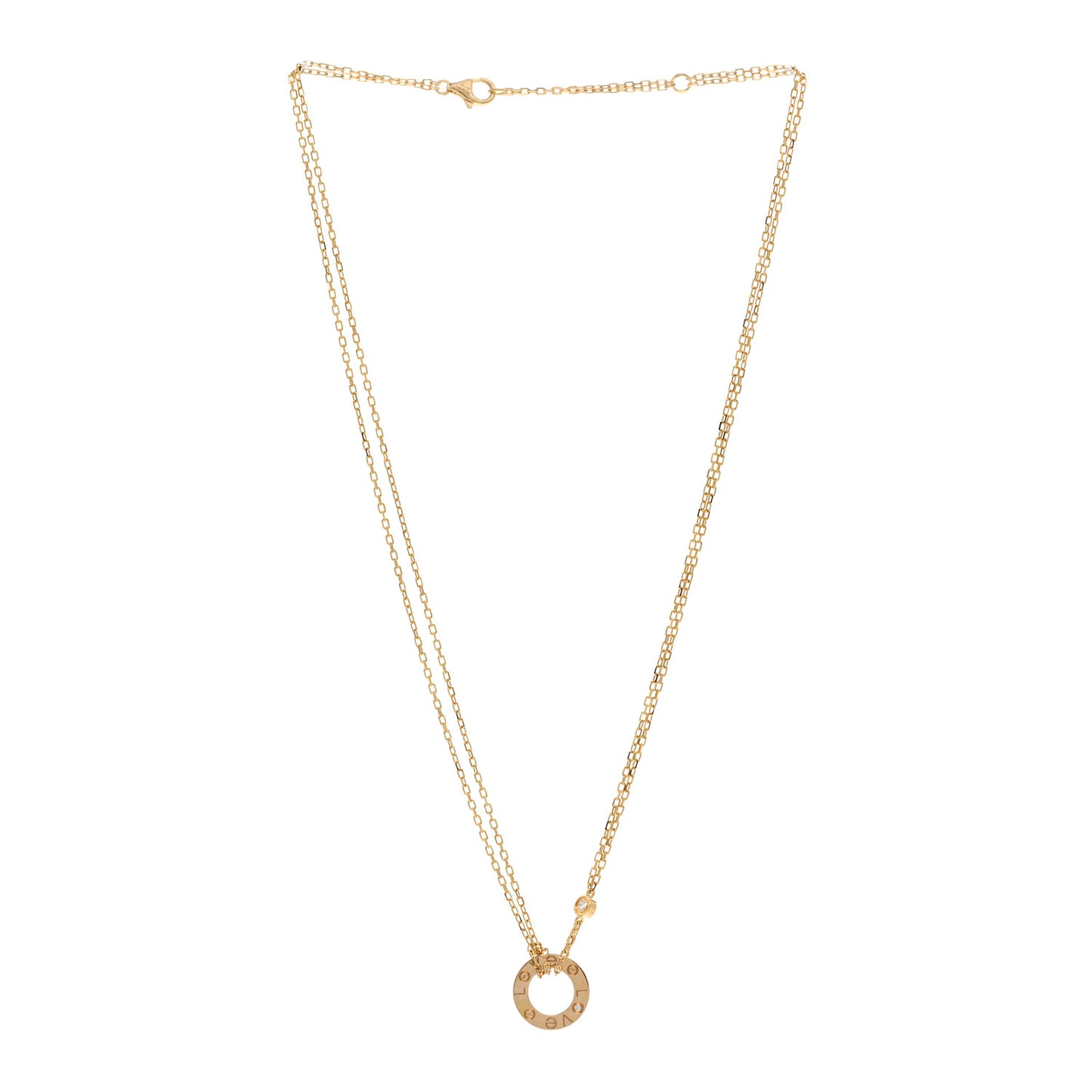 18K Yellow Gold 2 Diamond LOVE Necklace