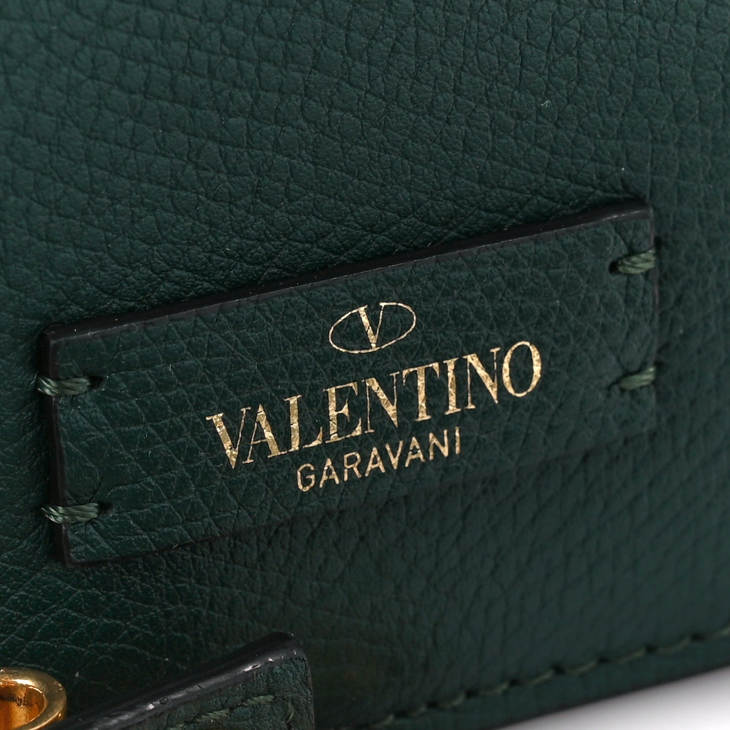 Grainy Calfskin Small VSling Shoulder Bag English Green