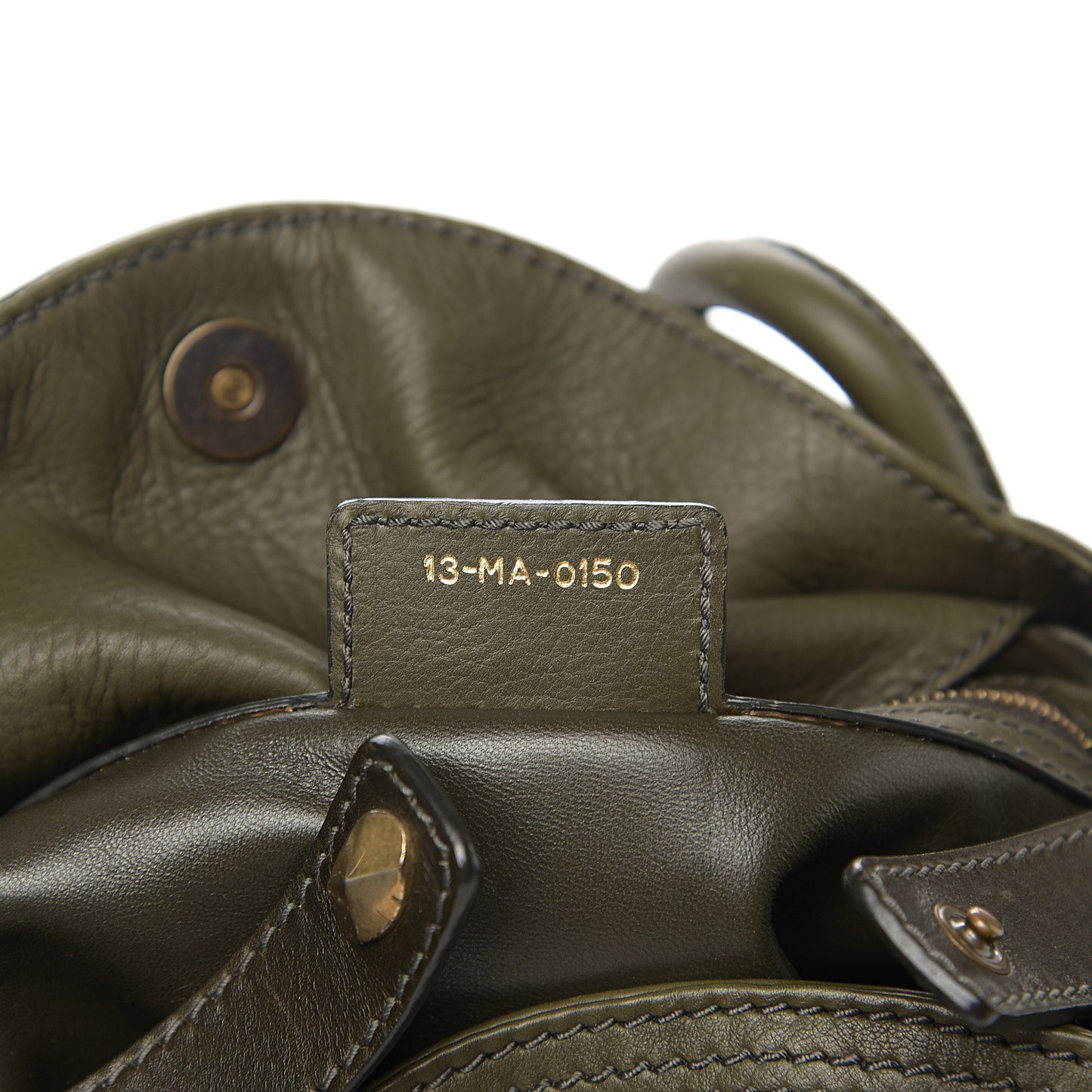 Calfskin Woven Satchel Dark Green