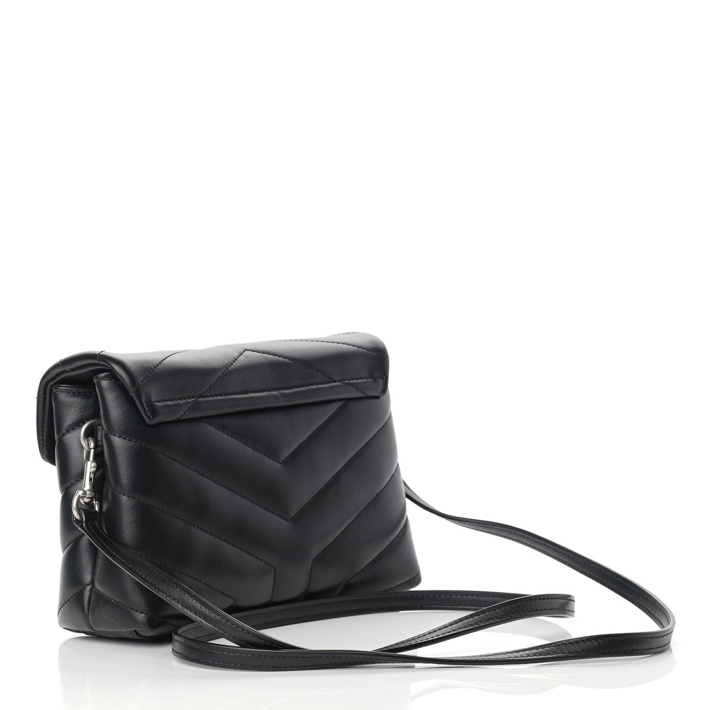 Calfskin Y Quilted Monogram Toy Loulou Crossbody Bag Black