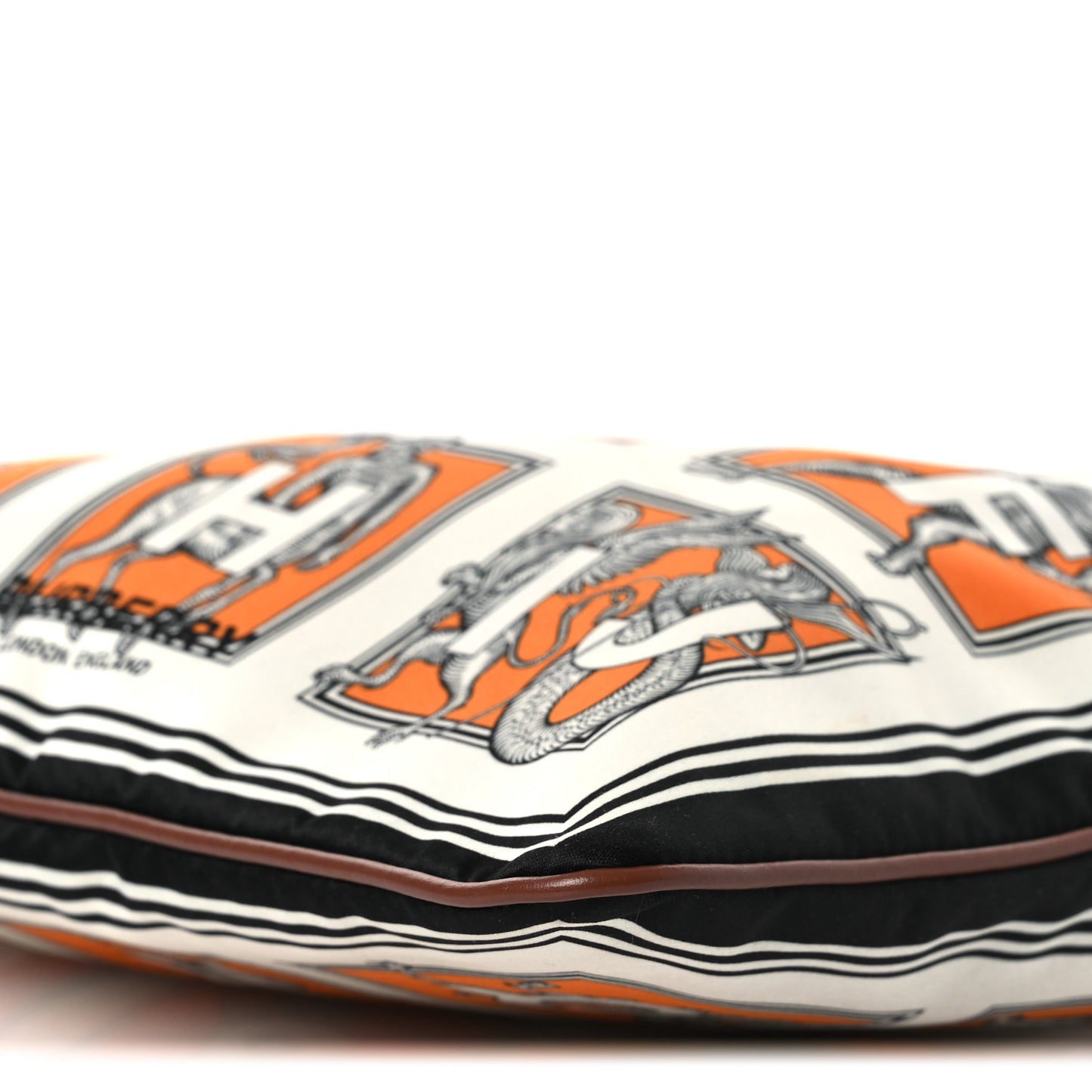 Satin Mythical Alphabet Drawstring Pouch Orange Black White