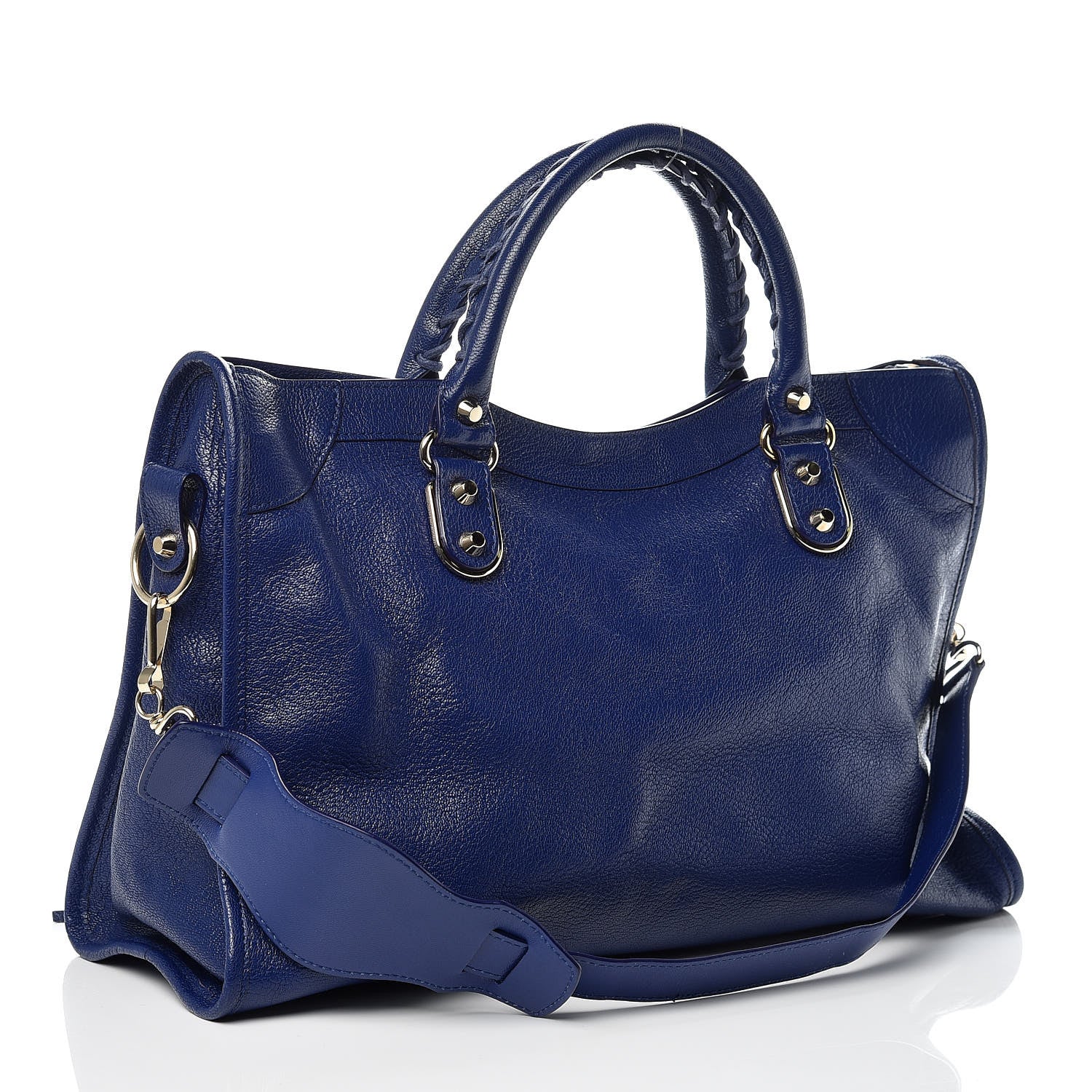Balenciaga Chevre Gold Metallic Edge Hardware City Bleu Roi 3 of 9