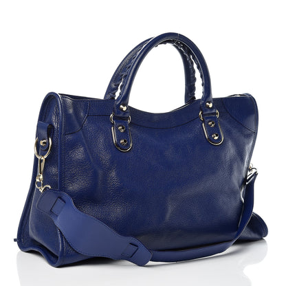 Balenciaga Chevre Gold Metallic Edge Hardware City Bleu Roi 3 of 9