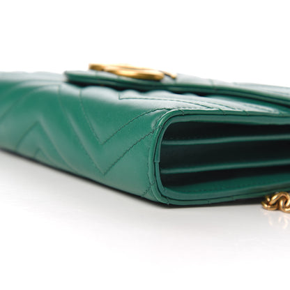 Gucci Calfskin Matelasse GG Marmont Chain Wallet Emerald Green 9 of 10