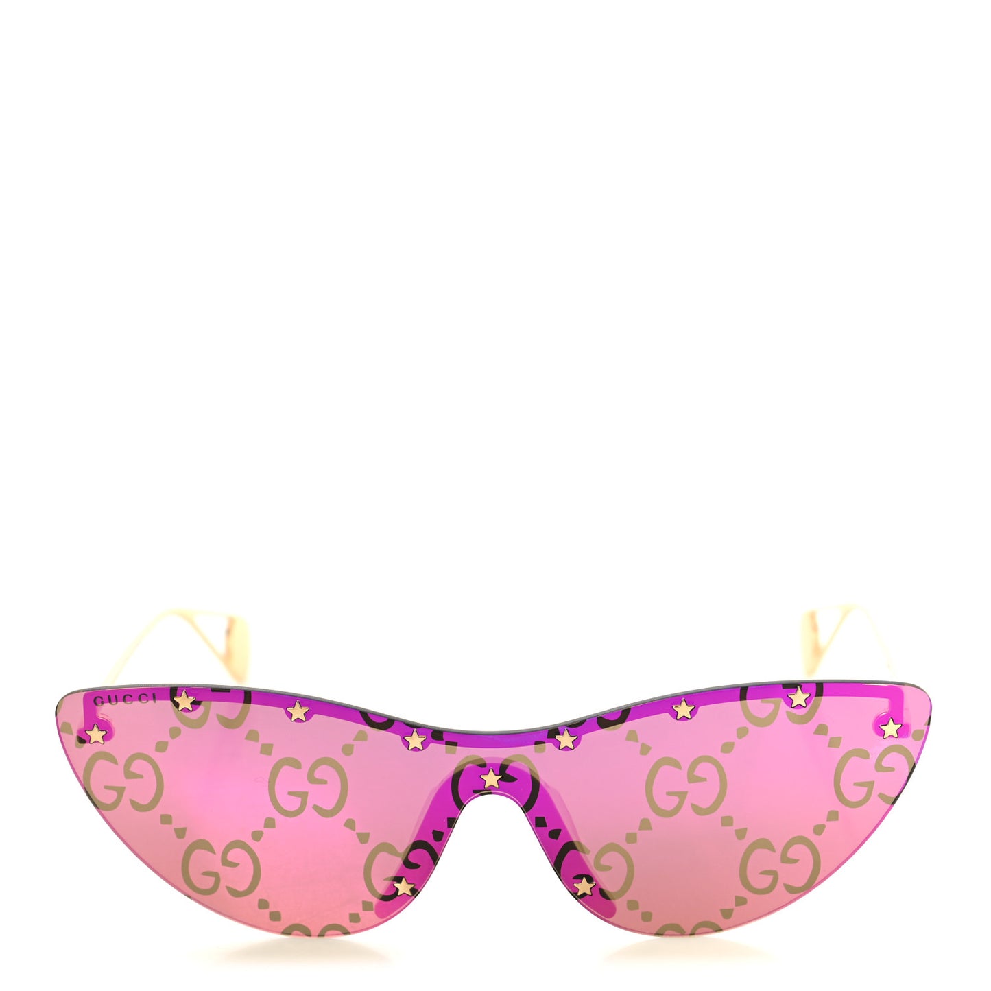 Metal Rimless Star Studded Monogram 90mm Cat Eye GG0666S Sunglasses Mirror Purple
