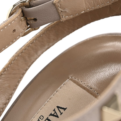 Valentino Garavani Calfskin Nappa Rockstud Ankle Strap 100mm Pumps 37 Poudre 11 of 14