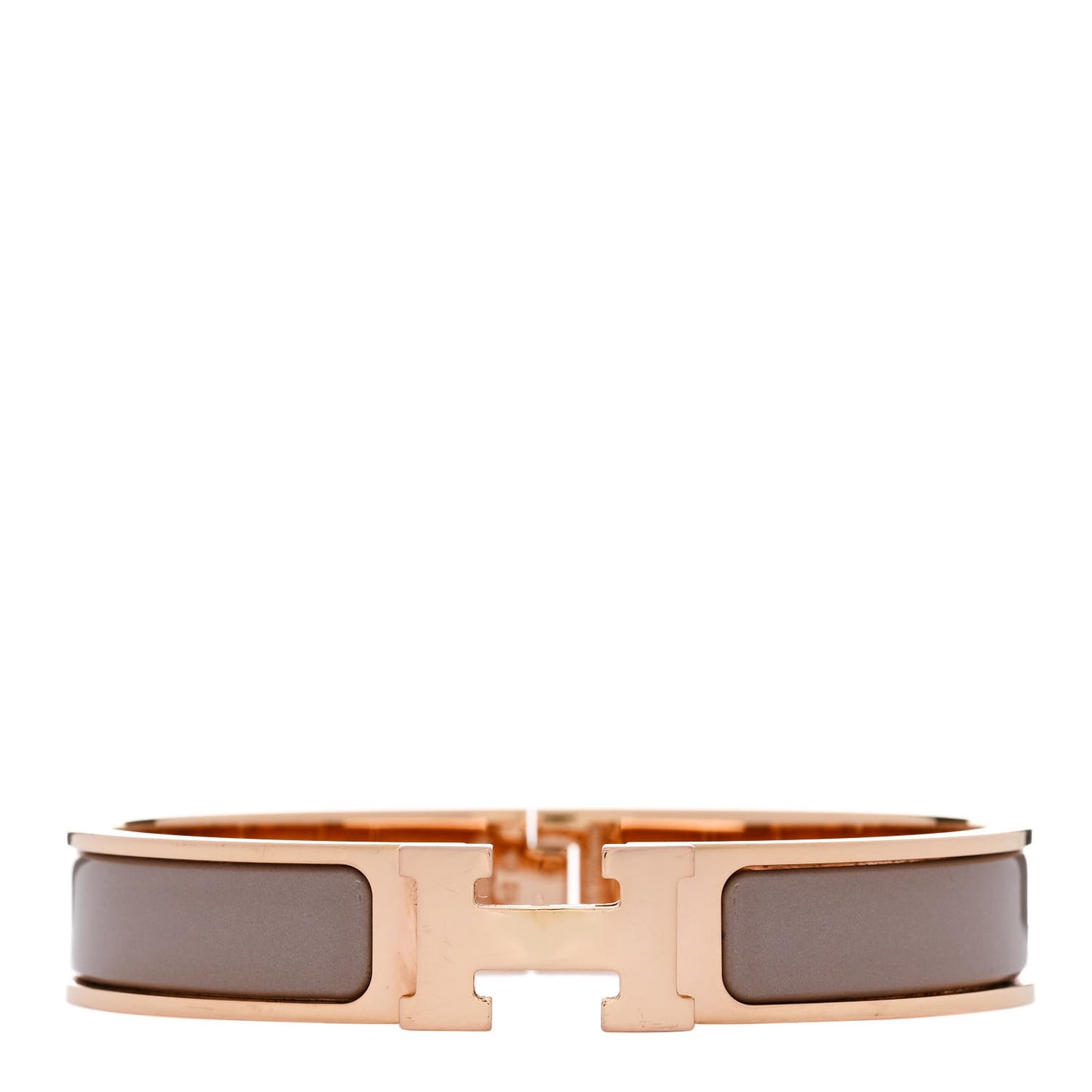 Enamel Narrow Clic Clac H Bracelet GM Marron Glace