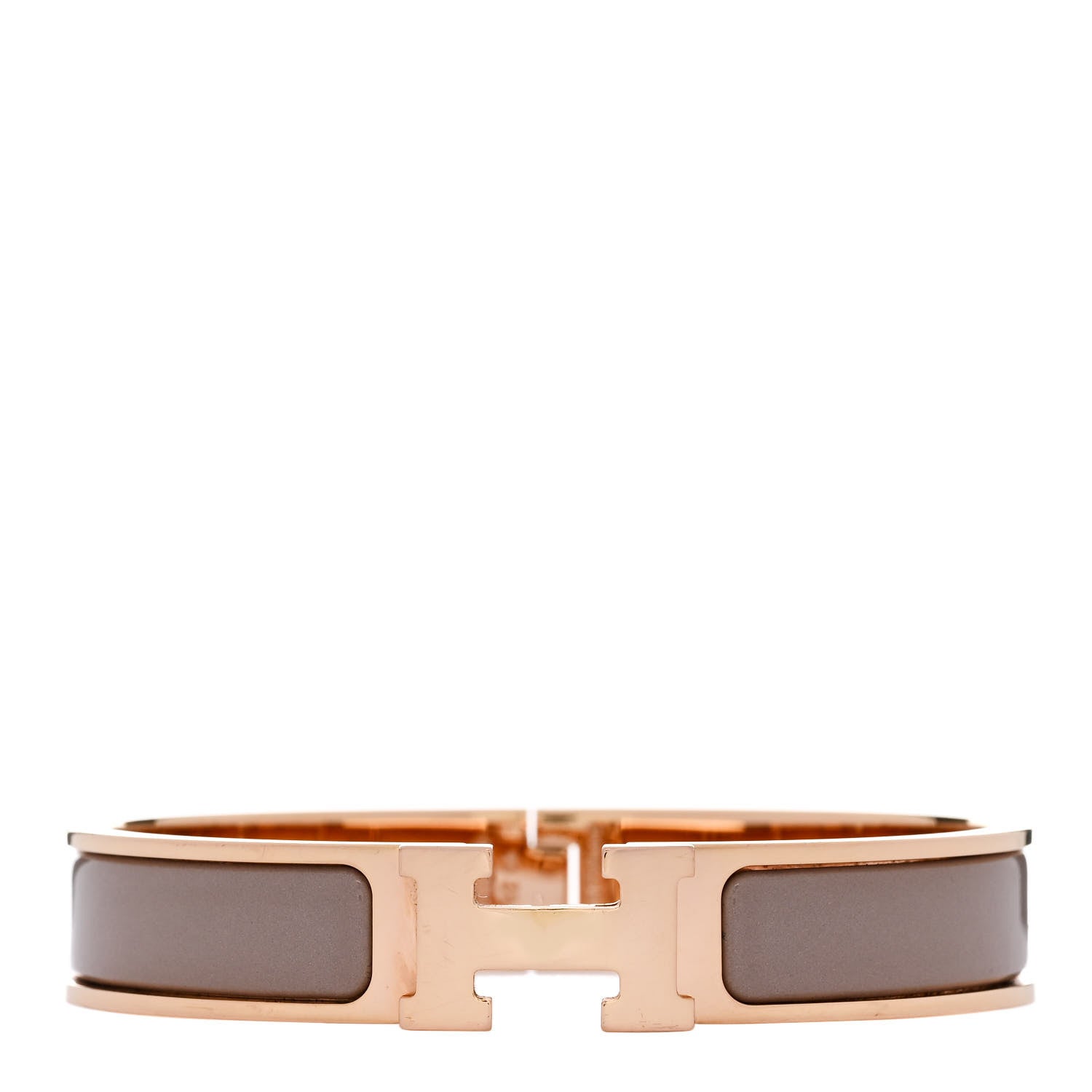 Hermes Enamel Narrow Clic Clac H Bracelet GM Marron Glace 1 of 4