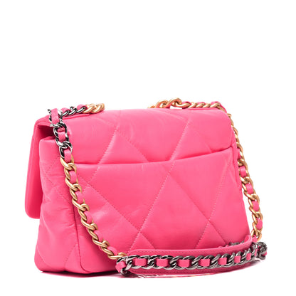 Chanel Shiny Goatskin Quilted Medium 19 Flap Pink 3 of 10