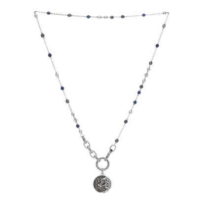 John Hardy Sterling Silver Multi Gemstone Legends Naga Reticulated Pendant Necklace 2 of 3