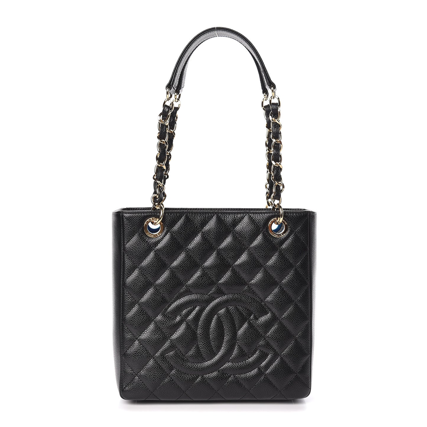 Caviar Quilted Petit Shopping Tote PST Black