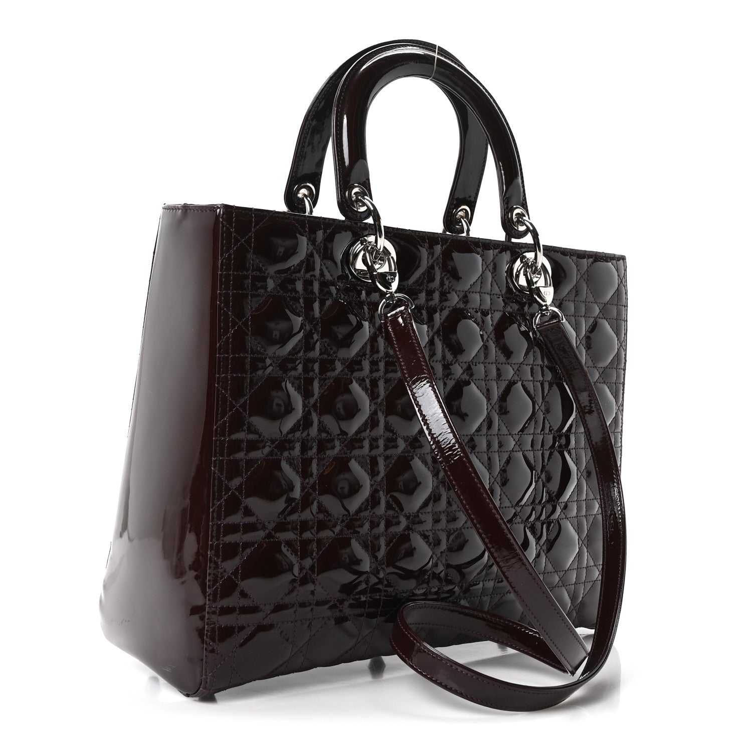 Christian Dior Patent Cannage Large Lady Dior Burgundy 3 of 10