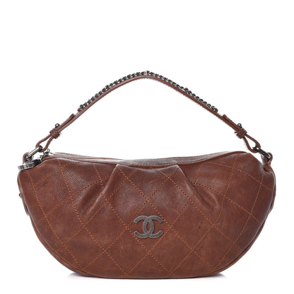Chanel Distressed Caviar Outdoor Ligne Hobo Brown 1 of 18