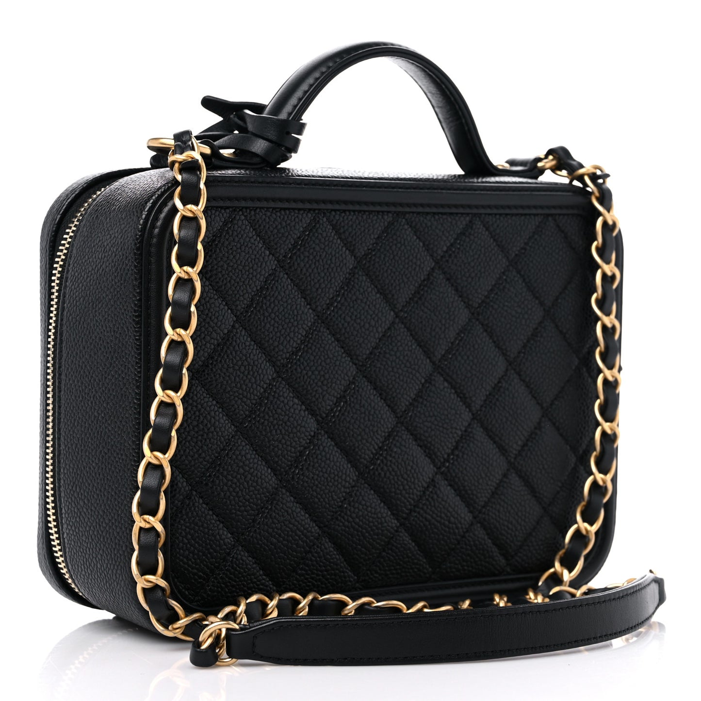 Caviar Quilted Medium CC Filigree Vanity Case Black