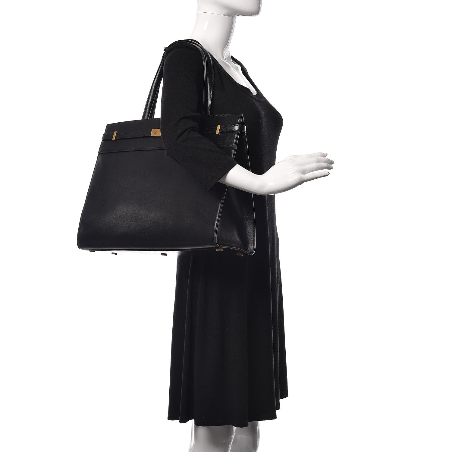 Saint Laurent Calfskin Medium Manhattan Shopper Tote Black 2 of 9