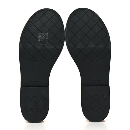 Chanel Lambskin Quilted CC Slip On Platform Sandals 39 Black 5 of 9