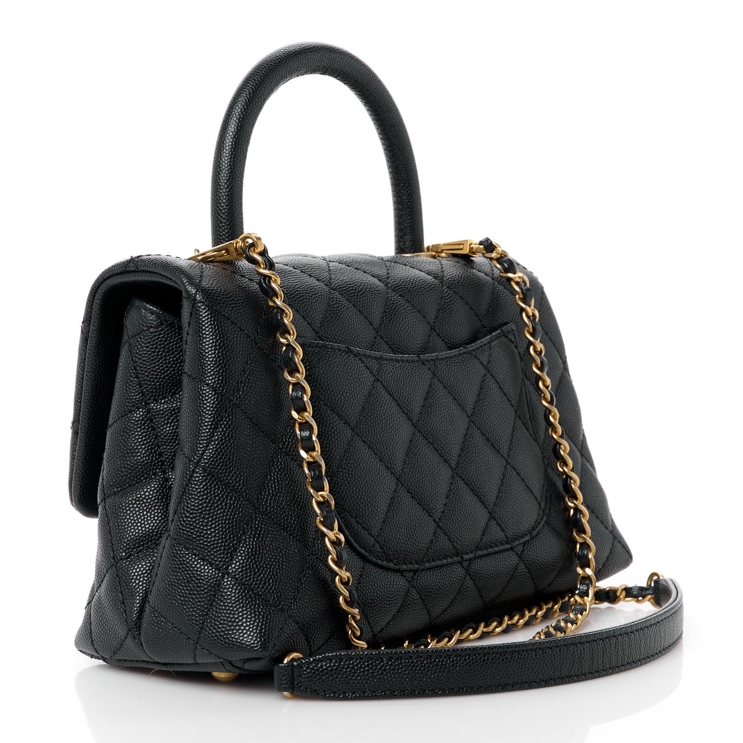 Caviar Quilted Mini Coco Handle Flap Black