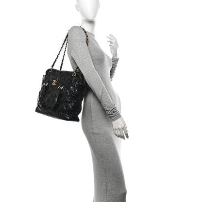 Chanel Glazed Calfskin Lambskin Quilted Portobello Tote Black 2 of 12