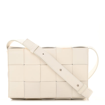 Bottega Veneta Lambskin Maxi Intrecciato Cassette Crossbody Bag White 1 of 25