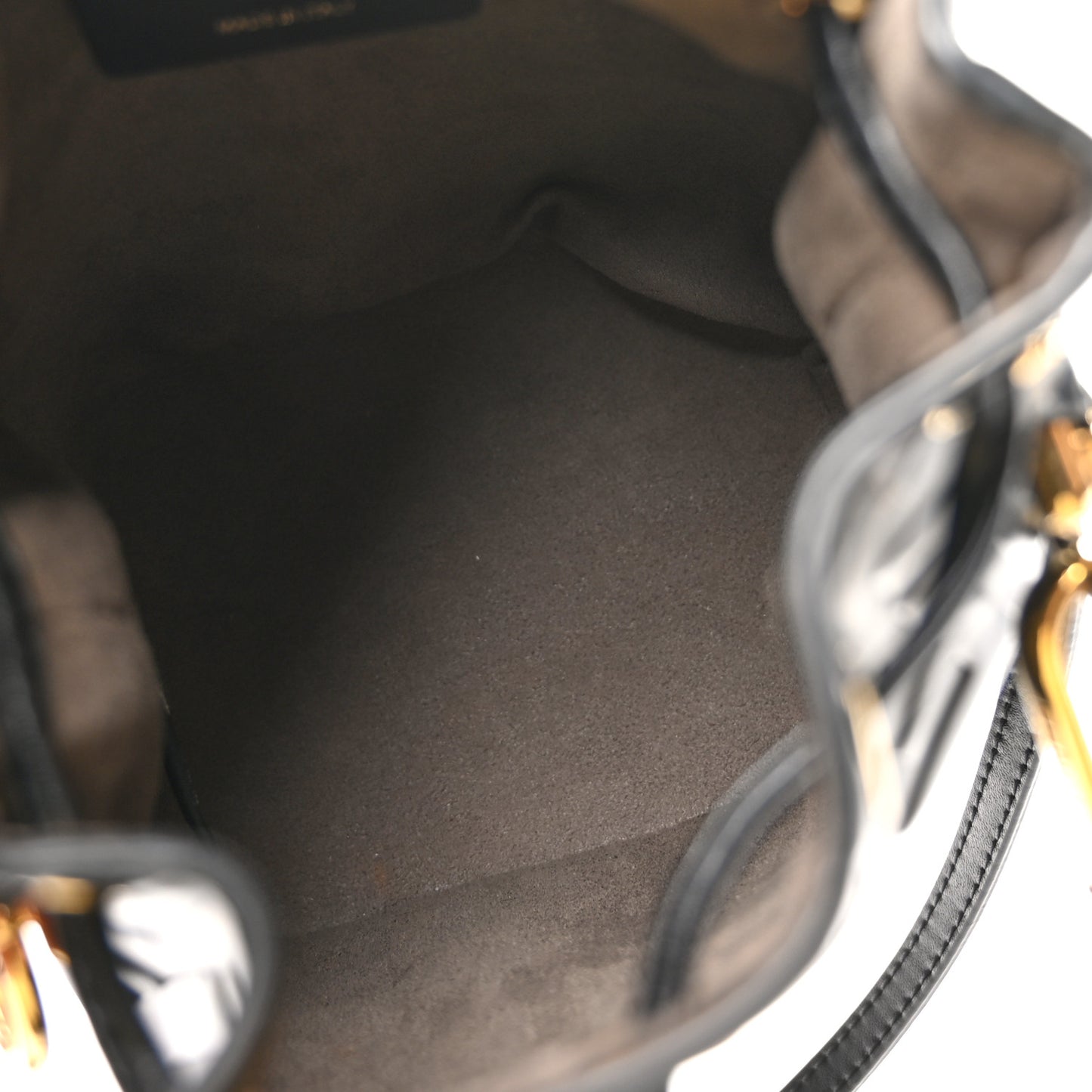 Vitello Liberty F is Fendi FF 1974 Embossed Mini Mon Tresor Bucket Bag Black