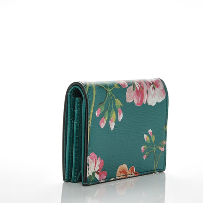 Gucci Shangai Calfskin Blooms Print Card Case Wallet Clear Bright Emerald Multicolor 3 of 6