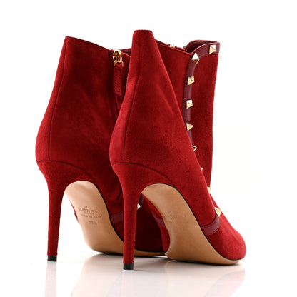 Valentino Garavani Suede Rockstud 85mm Ankle Booties 39.5 Rubino 5 of 12