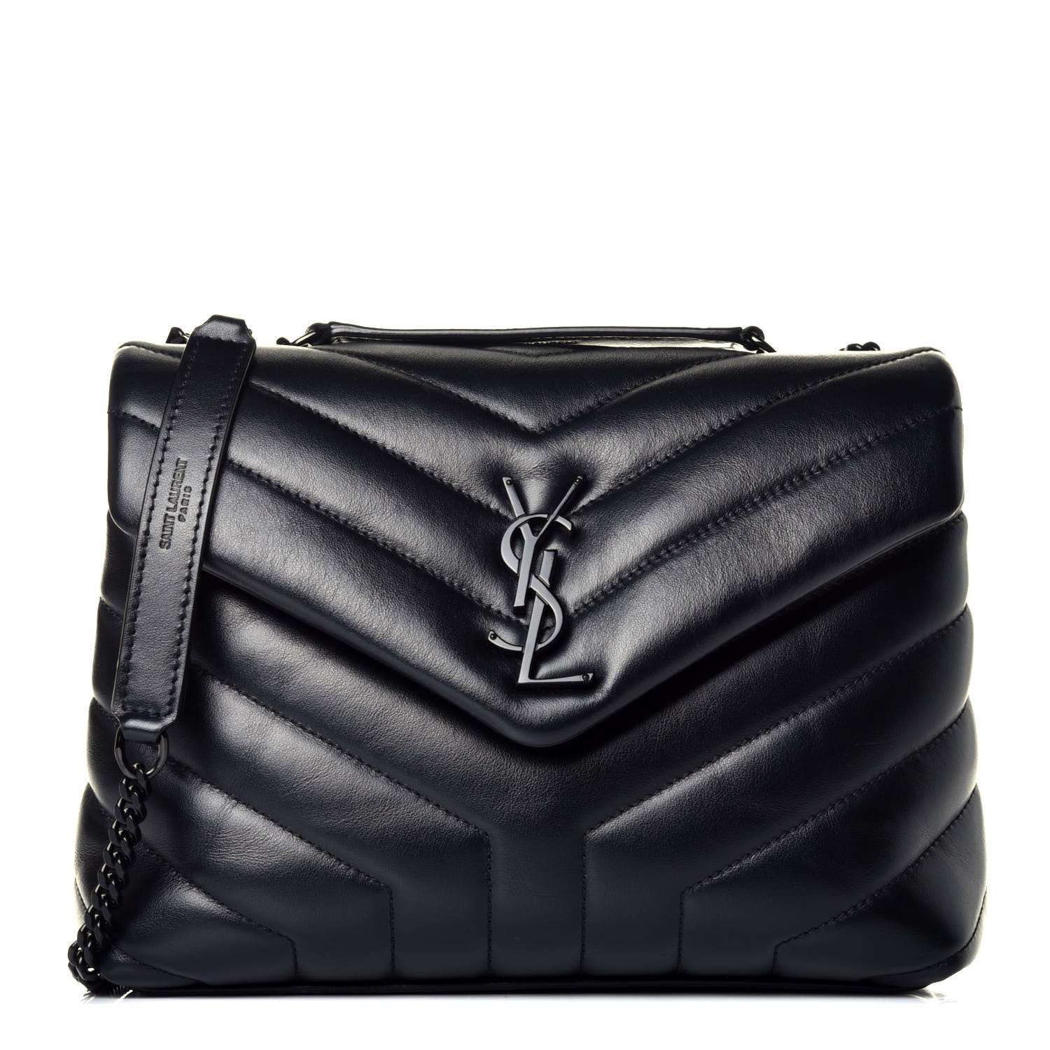 Saint Laurent Calfskin Y Quilted Monogram Small Loulou Chain Satchel Black 1 of 8