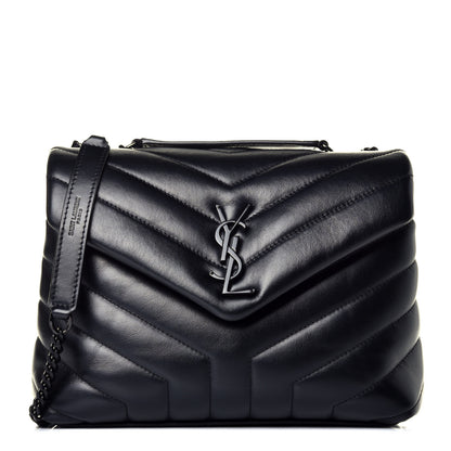 Saint Laurent Calfskin Y Quilted Monogram Small Loulou Chain Satchel Black 1 of 8