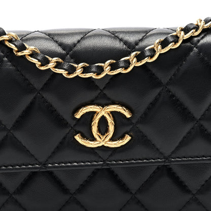 Chanel Lambskin Quilted Dynasty Flap Phone Holder With Chain Black 8 of 11