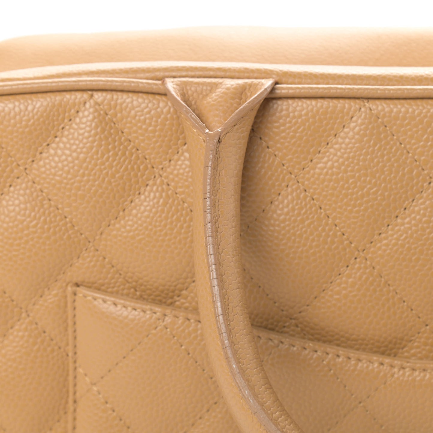 Caviar Quilted Large Bowler Bag Beige