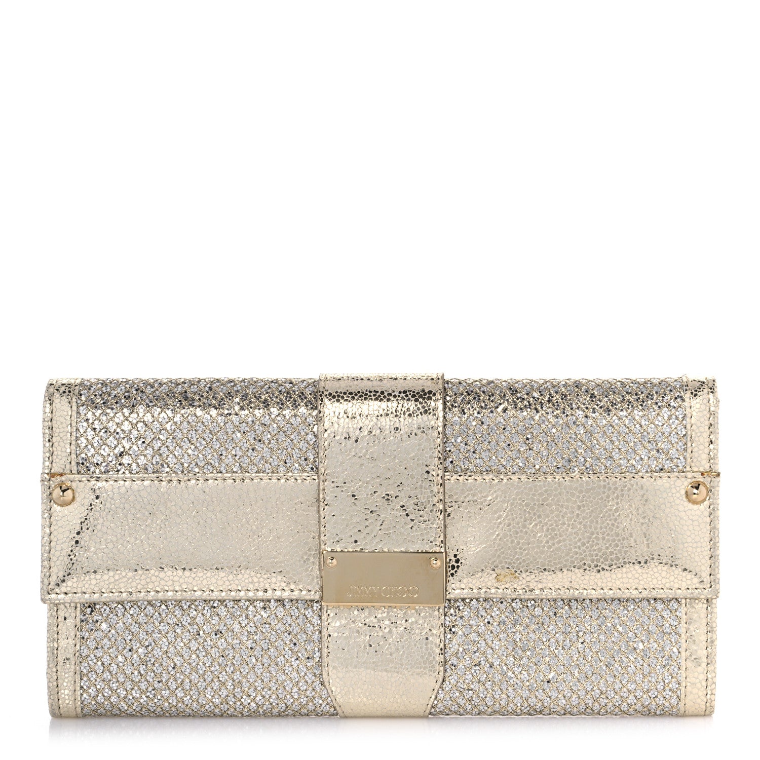Jimmy Choo Glitter Fabric Reese Clutch Wallet Metallic 1 of 9