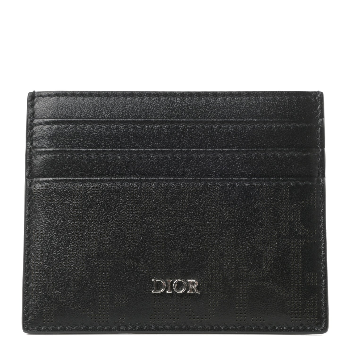 Christian Dior HOMME Calfskin Perforated Card Holder Black 1 of 6