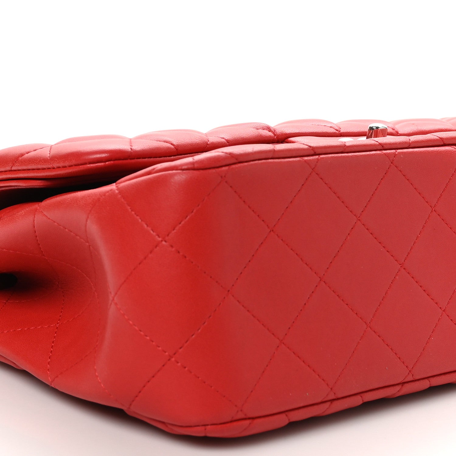 Chanel Lambskin Quilted Jumbo Double Flap Red 9 of 10