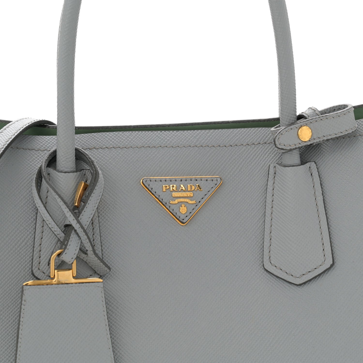 Prada Saffiano Cuir Medium Double Bag Granito Acquamarina 8 of 15