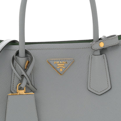 Prada Saffiano Cuir Medium Double Bag Granito Acquamarina 8 of 15