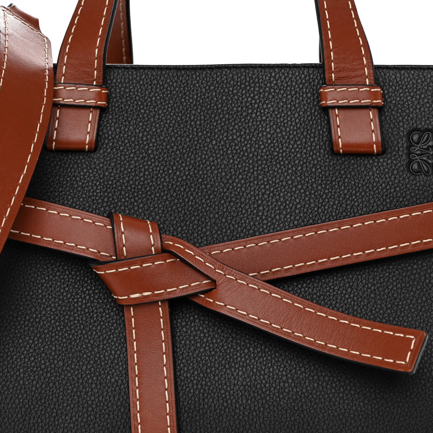 Calfskin Small Gate Tote Pecan Black