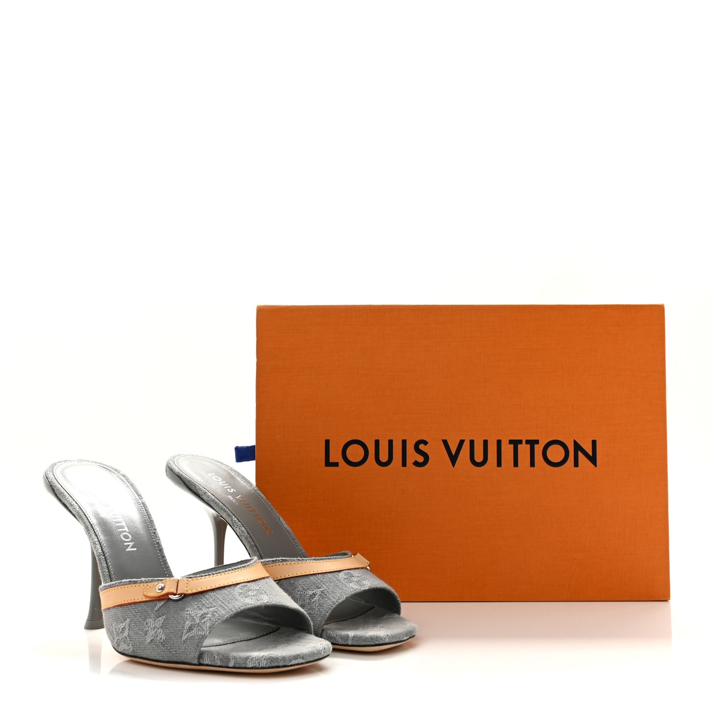Monogram Denim 6AM Mules 40 Gray