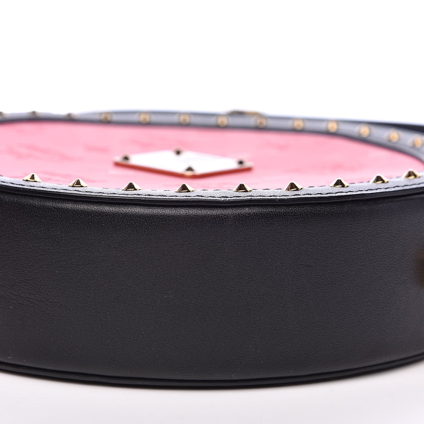 Calfskin Studded Round Crossbody Black Red