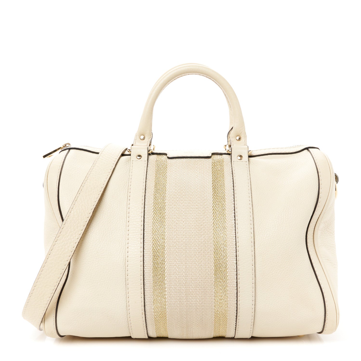 Gucci Calfskin Vintage Web Medium Boston Mystic White 1 of 14